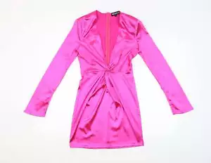 Misspap Womens Pink Polyester Blend Slip Dress Size 8 V-Neck - Picture 1 of 12
