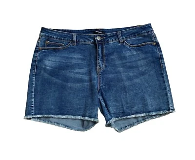 RELATIVITY Womens Size 16 Cotton Blend Cut Off Denim Blue Jean Summer Shorts - Image 1 of 4