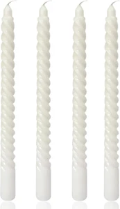 White Spiral Taper Candles for Home Decoration, 4 Pack 10 Inch Candlesticks for - Picture 1 of 9