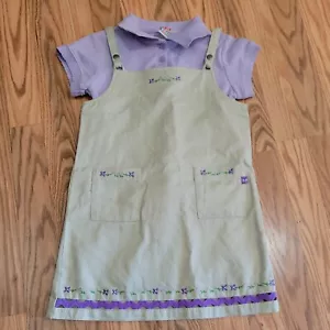 Vestido McKids Vintage Bronceado y Lavanda Jumper con Flores McDonalds Talla 5 - Imagen 1 de 7