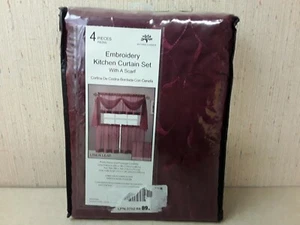 Victoria Classics 4 Piece Embroidery Kitchen Curtain Set - Picture 1 of 4