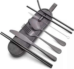 Portable Stainless Steel Flatware Set, Travel Camping Cutlery Utensil Silverware - Picture 1 of 14