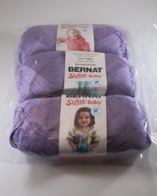 Lot of 3 Bernat Softee Baby Lavender54008 Sealed Skeins 140g each Light Purple - Image 1 of 3