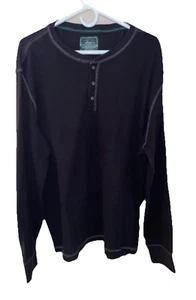G.H. Camisa negra Henley de 3 botones de punto gofre manga larga Bass & Co. talla XXL - Imagen 1 de 6