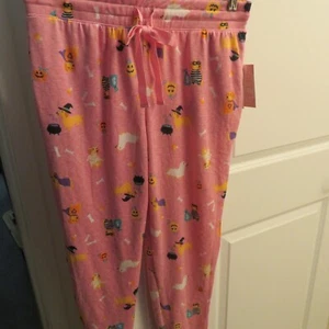 Rosa Halloween Hunde Dackel Damengröße L - große Pyjamahose Hose Unterteil Neu mit Etikett - Bild 1 von 9
