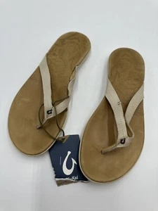 Sandalia cómoda chanclas Olukai Honu para mujer talla 8 tapa/arena dorada nueva con etiquetas - leer - Imagen 1 de 13