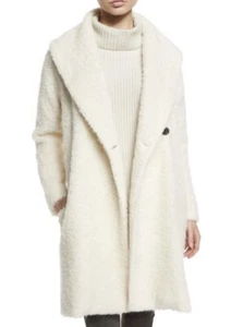 Abrigo Vince Lana Mezcla Alpaca Crema Difuso Largo Medio Talla XS - Imagen 1 de 18