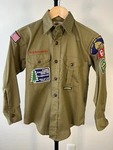 Vintage 1970er Jahre Armee grün BSA Pfadfinder Shirt Patrouillenführer Salt Lake City Gr. S - Bild 1 von 10