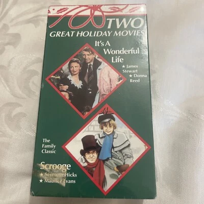 Classic Christmas VHS Movies: Scrooge & It's A Wonderful Life Boxed Set Sealed - Image 1 of 2