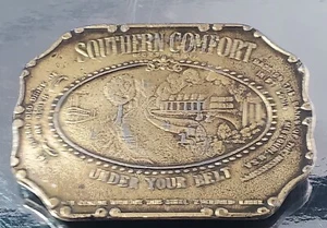 Vintage SOUTHERN COMFORT Whiskey Messing Gürtelschnalle 1970er Jahre Ära St. Louis, MO USA - Bild 1 von 5