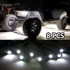 8pcs Pure White LED Rock Lights Strobe Underbody Kit For Truck Waterproof Switch - Bild 1 von 8