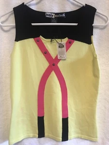 NWT Jamie Sadock Yellow And Black Sports Golf Tank Top Size PS-I17 - Picture 1 of 5