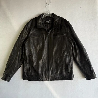 Black Rivet Men's Black 100% Leather Motorcycle Riding Jacket Size Extra Large - Image 1 of 4