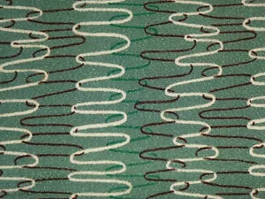 Vtg 1940s Textured Rayon Fabric Sage Green Wavy Brown Teal Lines 36" x 2.5 yds - Picture 1 of 11