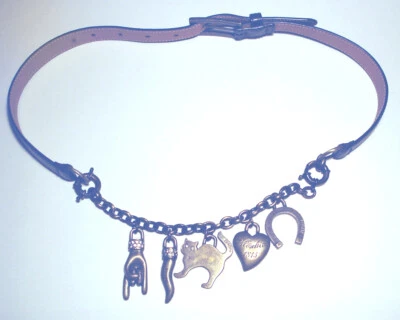 PULSERA/CINTURÓN VINTAGE RARO* MOSCHINO de cuero negro desmontable BUENA SUERTE 44 Foto 1 de 4