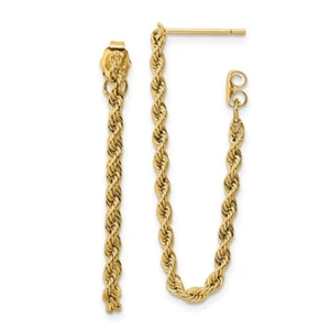 Pendientes colgantes y colgantes de cuerda pulida de oro amarillo de 14k 1,02 gm L-34,6 mm, W-2,15 mm - Imagen 1 de 4