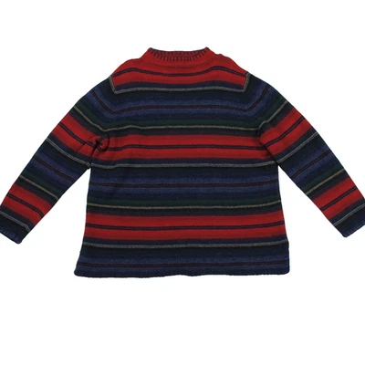 复古 Lauren Ralph Lauren 毛衣女式 2X 羊羔毛条纹多色 — 第 1/4 张图片