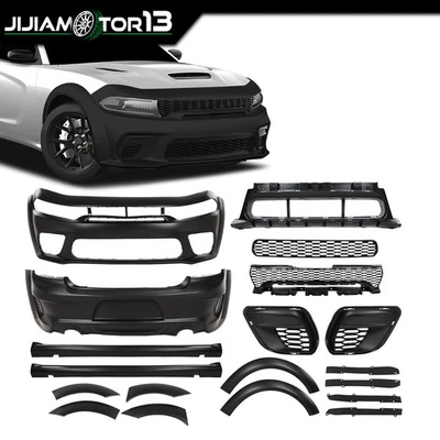 Kit de parachoques delantero y trasero apto para Dodge Charger Hellcat 2015-2023 estilo carrocería ancha Foto 1 de 4