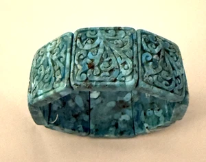 JTV geschnitztes Türkis Stretch Armband Südwest Stil kühnes Design - Bild 1 von 3