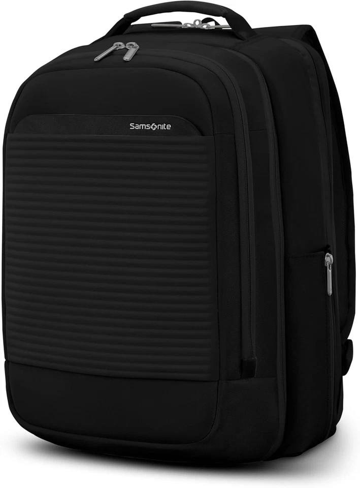 Samsonite Paralux 2-in-1 Travel Backpack Laptop Sleeve With AirTag Holder, Black - Image 1 of 4