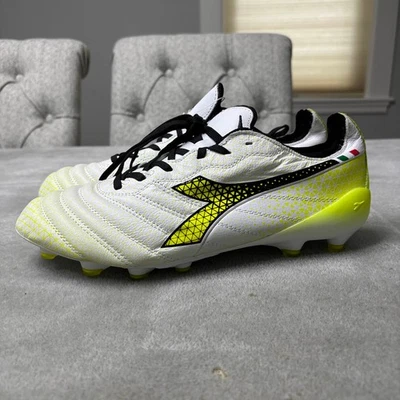 Diadora Brasil Elite TECH GR ITA LPX Soccer Cleats Men's Sz 8 White Yellow Italy - Image 1 of 4