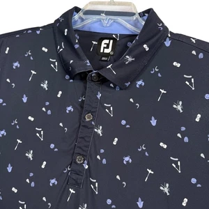 FootJoy Polo Shirt Men's 2XL White Multicolor Lobster Print Geometric Stretch - Picture 1 of 8