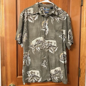 Cambia Hemd Herren Medium Kurzarm Knopfleiste Hawaii Camp grün geblümt - Bild 1 von 8