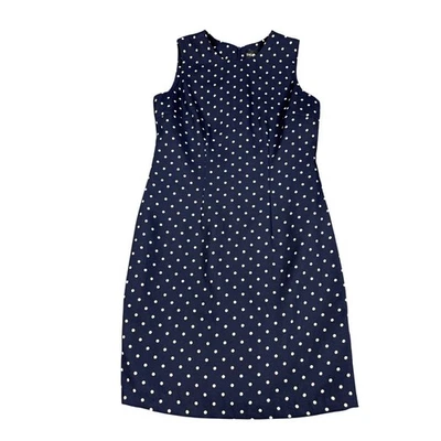Vestido para mujer Sag Harbor Petites 8P azul marino blanco lunares línea A sin mangas Foto 1 de 4