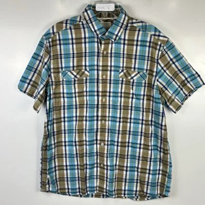 Camicia uomo Madison Live verde a quadri con bottoni davanti manica corta XL blu - Foto 1 di 9