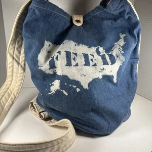 Gap Feed America Denim Bucket Seesack groß mit verstellbarem Riemen GUC 14x15 - Bild 1 von 11