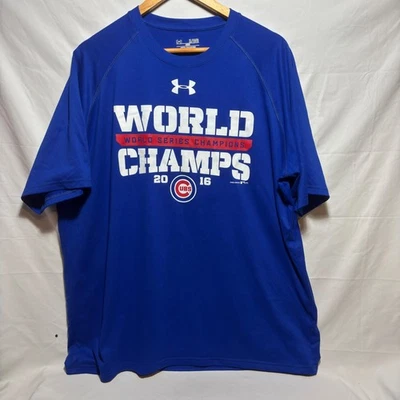 Under Armour Men’s Chicago Cubs 2016 World Series Blue T-Shirt XL - Image 1 of 4