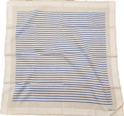 Cachecol vintage de algodão listrado azul e creme Echo presente de Natal Itália - Imagem 1 de 4
