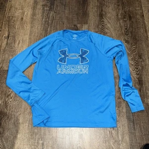 Under Armour Tech Hybrid Print Fill Shirt Boys L Cosmic Blue Crew Neck Y/large - Picture 1 of 7