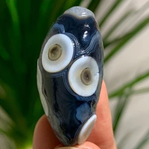 22G Natural Gobi Agate Eye Agate/Crystal PalmStone  Madagascar - Picture 1 of 21