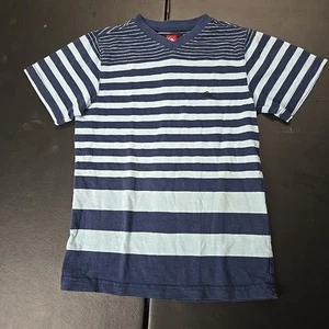 Quiksilver Boys T-Shirt S 8-10 – Blue Striped Short Sleeve Crew Cotton Blend 🧢 - Picture 1 of 6