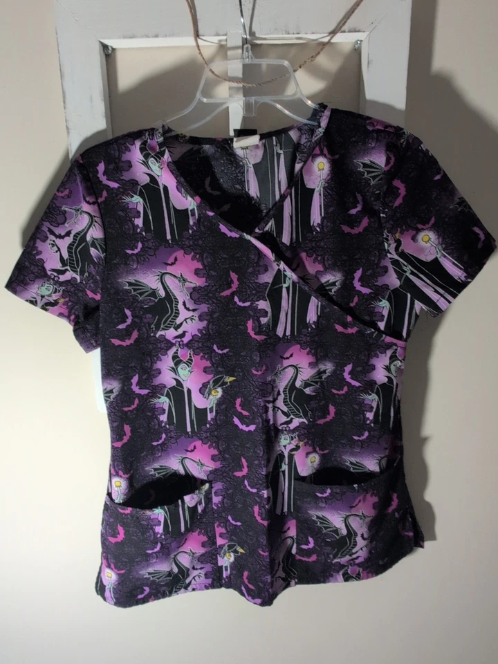 Disney Official Scrub Top Villains Size Small Maleficent - Image 1 of 4
