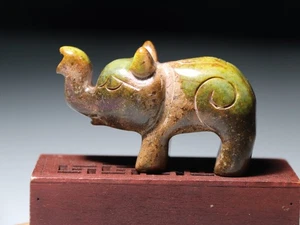 China Folk Dynasty Ancient Old Jade Stone Elephant God Statue Amulet Pendant A - Picture 1 of 11