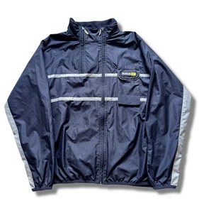 Reebok Vintage Navy Double Zip Asymmetrical Windbreaker Jacket - Size Medium - Picture 1 of 9