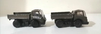 2 x Vintage TONKA Khaki Metal Army Military Pick Up Trucks 10 cm x 5 cm - Image 1 of 4