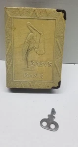 Libro giallo vintage in metallo panca per bambini il primo passo Zell Vol. V con chiave - FUNZIONANTE - Foto 1 di 11