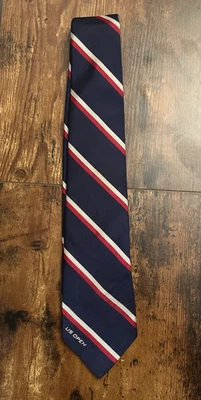 Corbata Polo Ralph Lauren US Open Tenis Azul Rayas Seda Hecha en Italia Foto 1 de 4