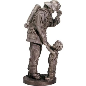 Fire Fighter with Child Statue Figurine Firefighter Fireman Firemen Gift New - Picture 1 of 2