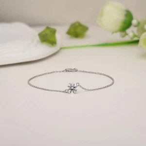 14K Gold Bracelet With 1ct Brilliant Round Cut Lab Grown Diamond IGI Certified - Picture 1 of 8