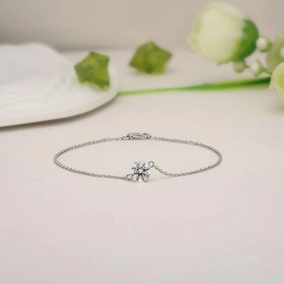 14K Gold Bracelet With 1ct Brilliant Round Cut Lab Grown Diamond IGI Certified - Image 1 of 4