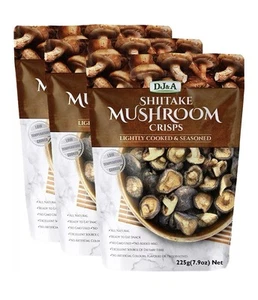 3x225g DJ&A Whole & Cut Shiitake Mushroom Crisps Kids Snack Dietyary Fibre Vegan - Picture 1 of 5