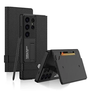 Für Samsung Galaxy S25 Ultra GKK MagSafe Flip Wallet Leder / TPU Hülle Carbon - Bild 1 von 8