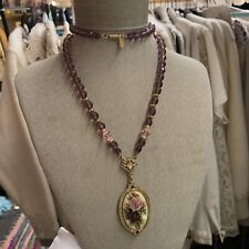 Designer 1928 Gold Faceted Purple Crystal Fabulous Jumbo Floral Pendant Necklace