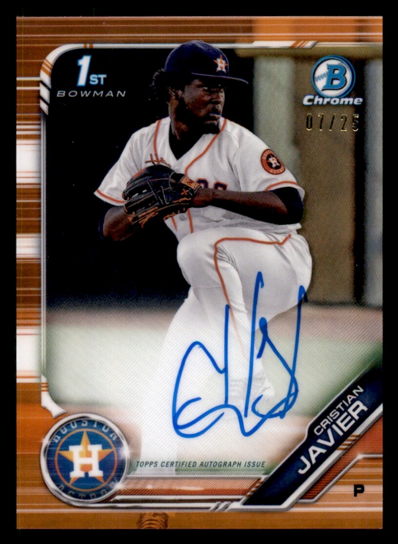 2019 Bowman Chrome Prospects Cristian Javier Auto #7/25 Orange Refractor CPA-CJ