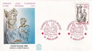 Enveloppe 1er jour 1354 1983 Croix Rouge Vierge a l'Enfant Enghien les Bains - Bild 1 von 2