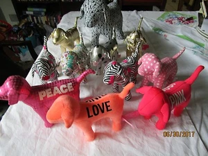 lot of VICTORIA'S SECRET dogs : Large 10" x 13" Vinyl Stuffed PINK DOG, Peace, - Picture 1 of 10